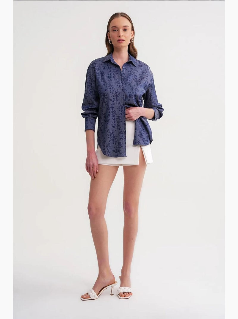 Chemise à imprimé fleuri mixray Bleu électrique - Kiabi