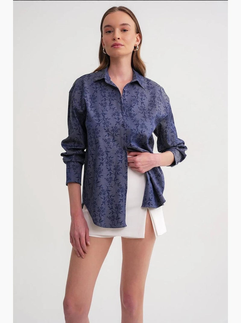 Chemise à imprimé fleuri mixray Bleu électrique - Kiabi