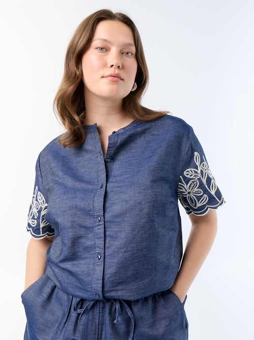 Chemise à manches brodées - Kiabi