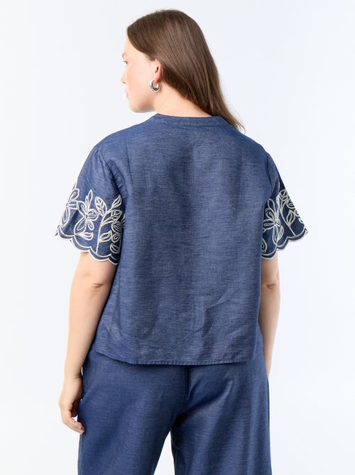 Chemise à manches brodées - Kiabi