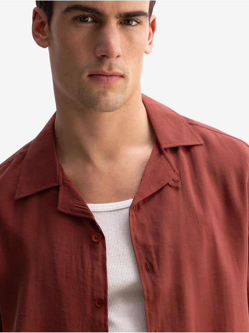 Chemise à manches courtes à col ouvert pour homme giesto Rouge foncé - Kiabi