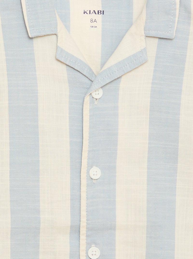 Chemise à manches courtes à rayures Bleu - Kiabi