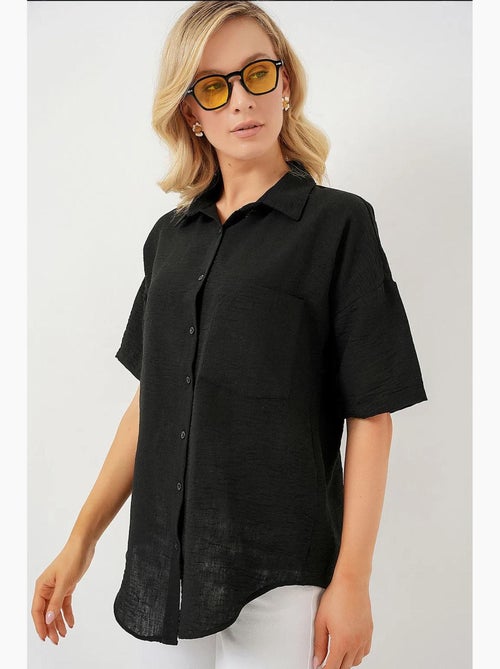 Chemise à manches courtes aspect lin bdart - Kiabi