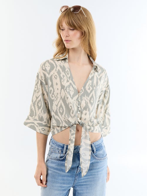 Chemise à manches courtes avec base à nouer - Kiabi Chemise à manches courtes avec base à nouer - Kiabi