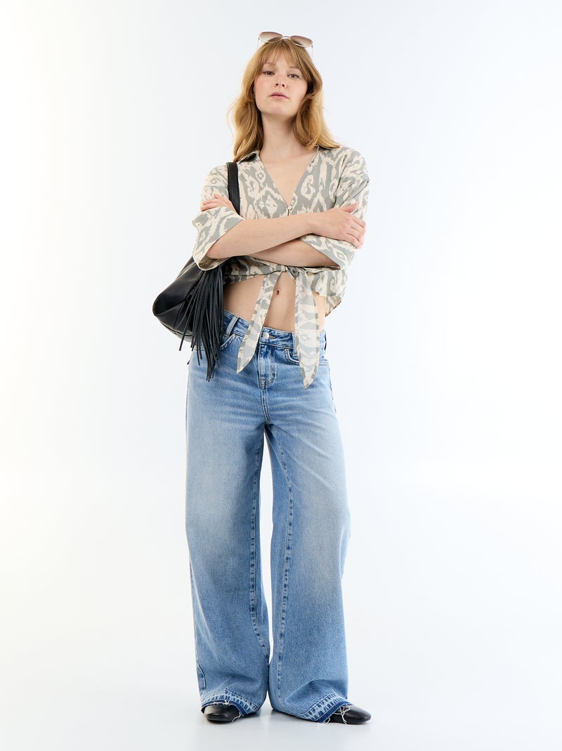 Chemise à manches courtes avec base à nouer Vert - Kiabi