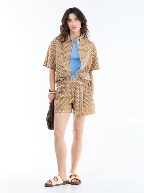 Chemise à manches courtes avec broderies - Kiabi