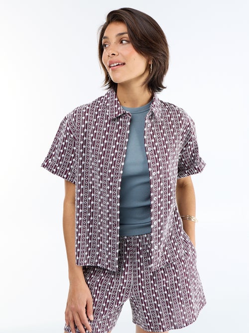 Chemise à manches courtes avec broderies - Kiabi
