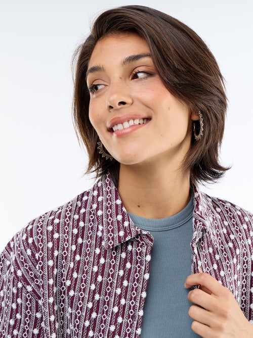 Chemise à manches courtes avec broderies - Kiabi
