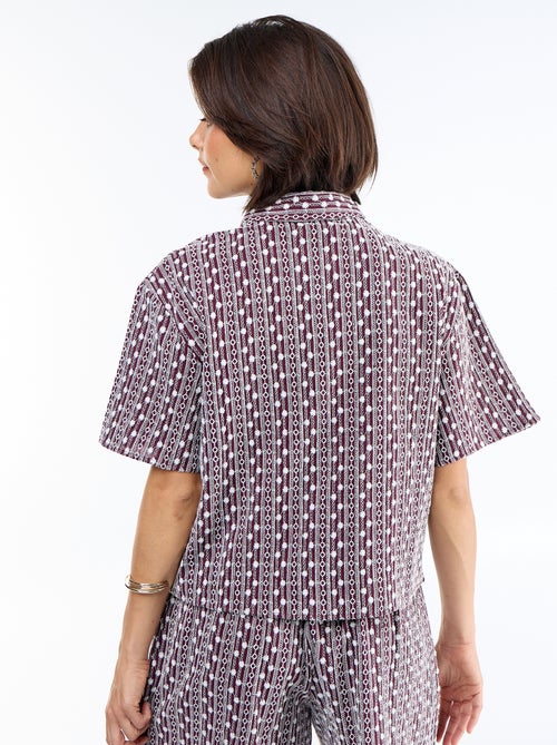 Chemise à manches courtes avec broderies - Kiabi