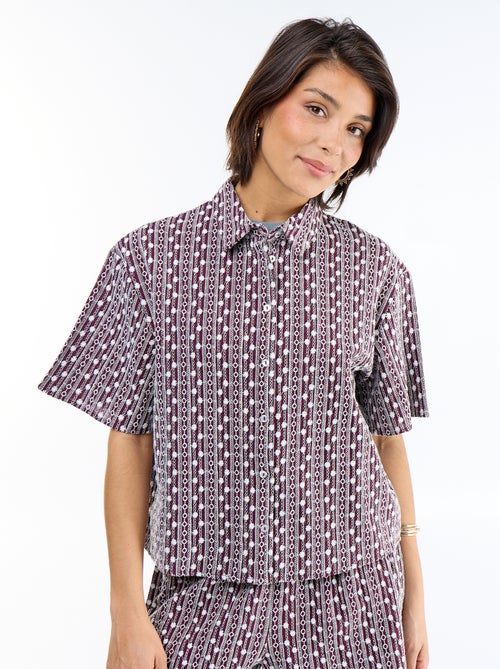 Chemise à manches courtes avec broderies - Kiabi