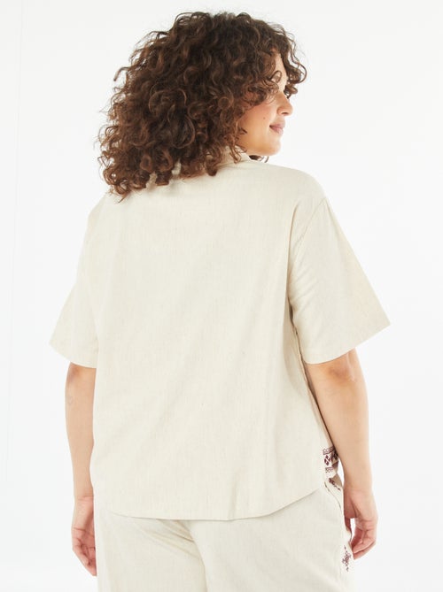 Chemise à manches courtes avec motifs brodés - Kiabi