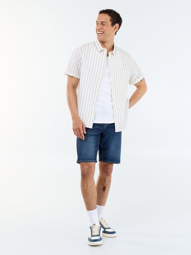 Chemise à manches courtes avec rayures Blanc - Kiabi