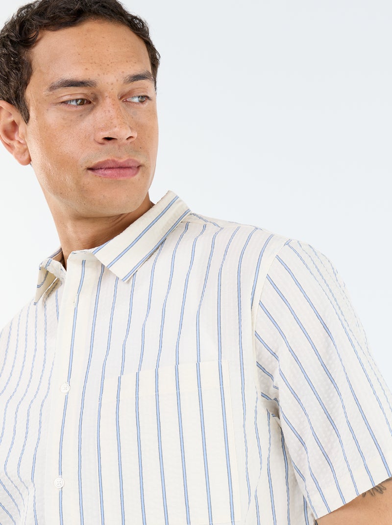 Chemise à manches courtes avec rayures Blanc - Kiabi