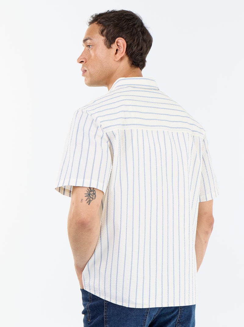 Chemise à manches courtes avec rayures Blanc - Kiabi