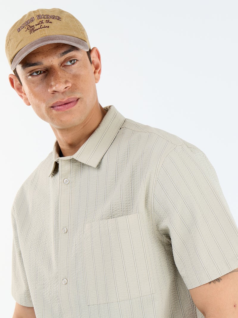 Chemise à manches courtes avec rayures Vert - Kiabi