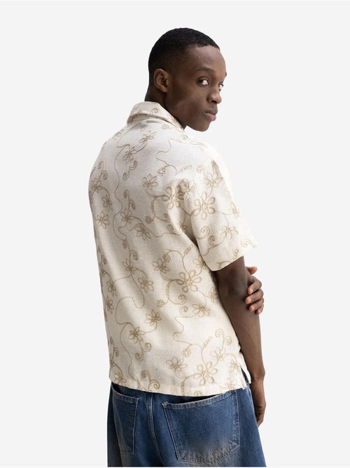 Chemise à manches courtes brodée en popeline de coton giesto - Kiabi