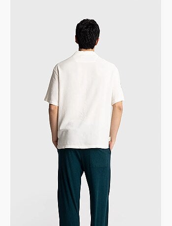 Chemise à manches courtes brodée en popeline de coton giesto
