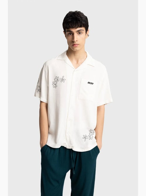 Chemise à manches courtes brodée en popeline de coton giesto - Kiabi Chemise à manches courtes brodée en popeline de coton giesto - Kiabi