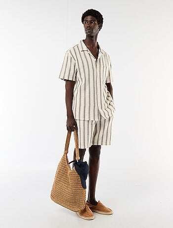 Chemise à manches courtes col crantée