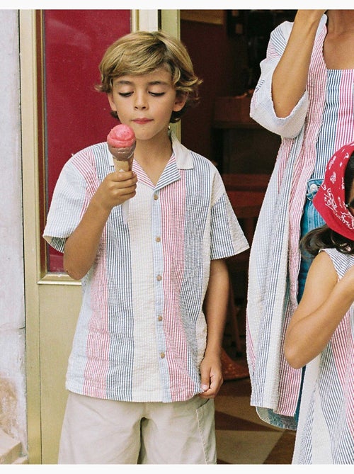 Chemise à manches courtes en coton à rayures You&Me - Kiabi