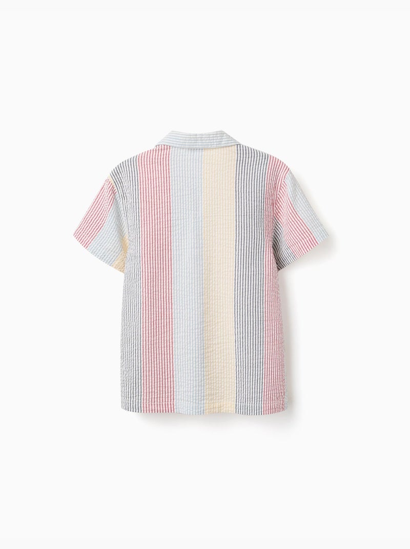 Chemise à manches courtes en coton à rayures You&Me Rouge - Kiabi