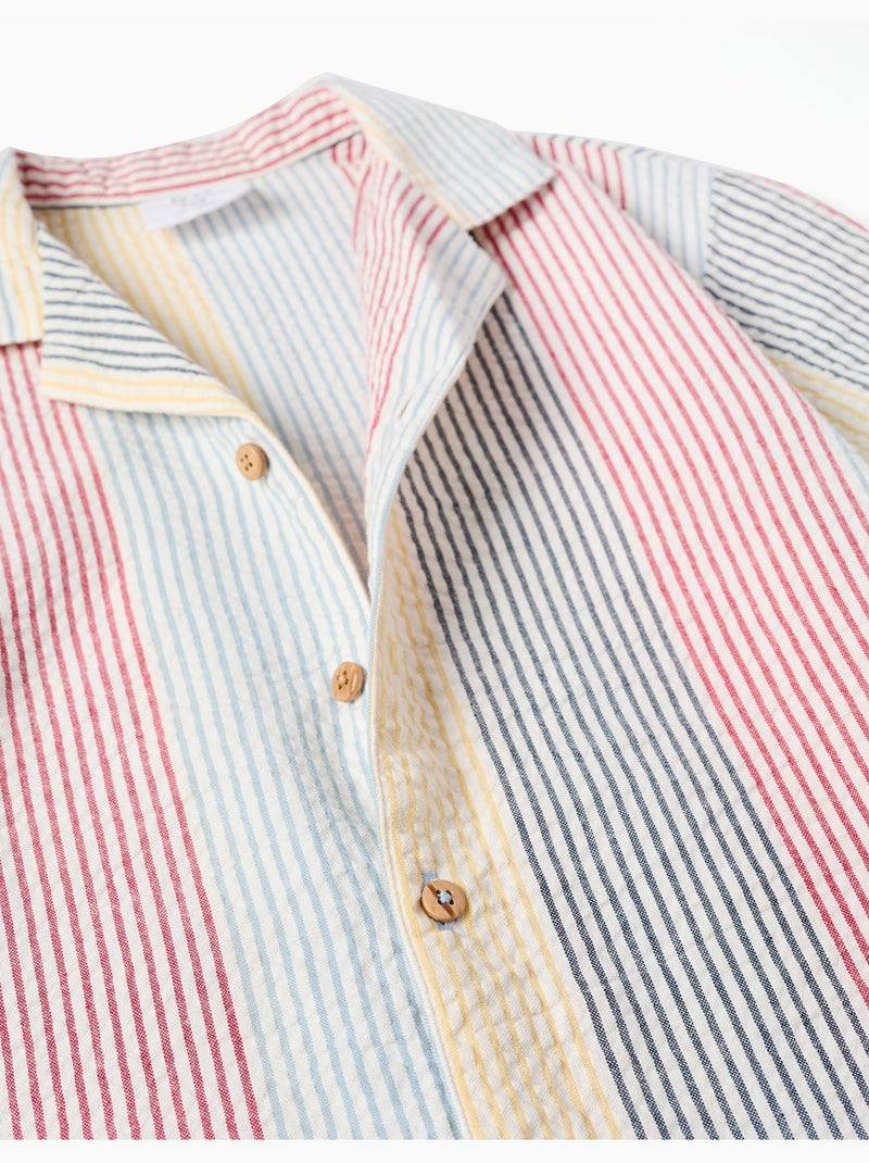 Chemise à manches courtes en coton à rayures You&Me Rouge - Kiabi