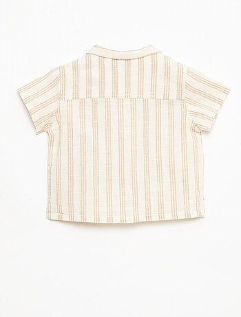 Chemise à manches courtes en coton et lin mélangés