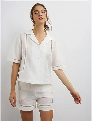 Chemise à manches courtes en lin avec détails découpés hiccup