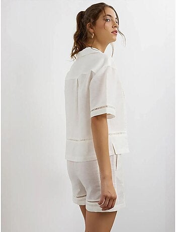Chemise à manches courtes en lin avec détails découpés hiccup