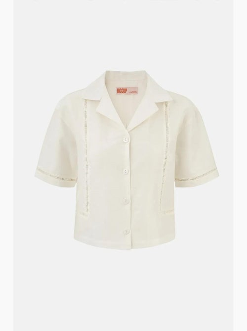 Chemise à manches courtes en lin avec détails découpés hiccup - Kiabi Chemise à manches courtes en lin avec détails découpés hiccup - Kiabi