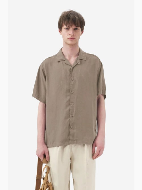 Chemise à manches courtes en lin mélangé avec fermeture boutonnée giesto - Kiabi