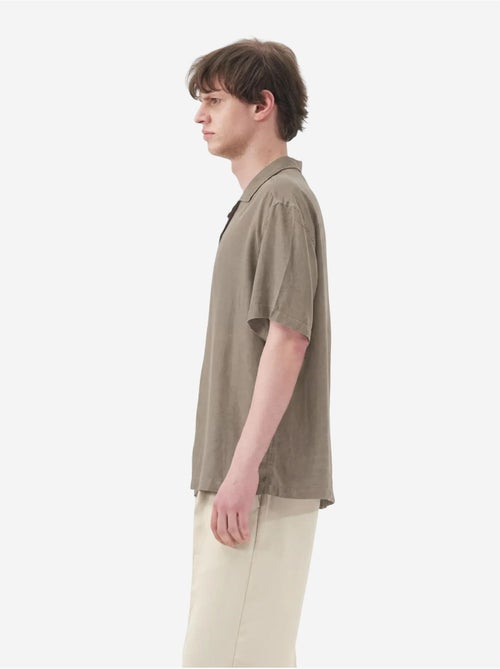 Chemise à manches courtes en lin mélangé avec fermeture boutonnée giesto - Kiabi