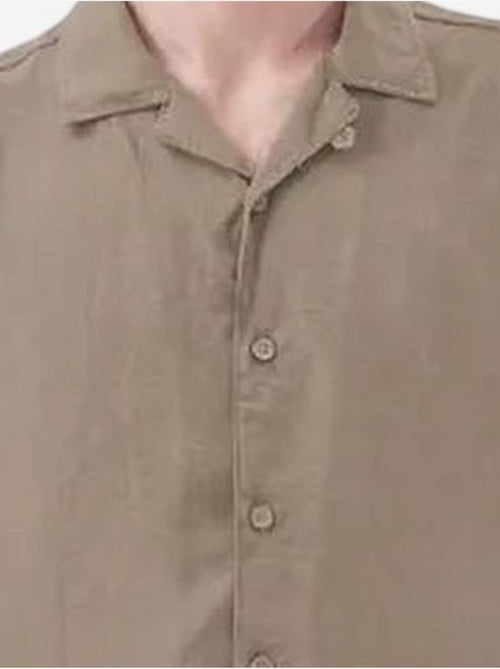 Chemise à manches courtes en lin mélangé avec fermeture boutonnée giesto - Kiabi