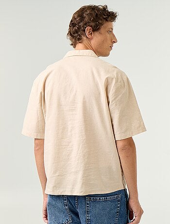 Chemise à manches courtes en lin mélangé avec poche poitrine
