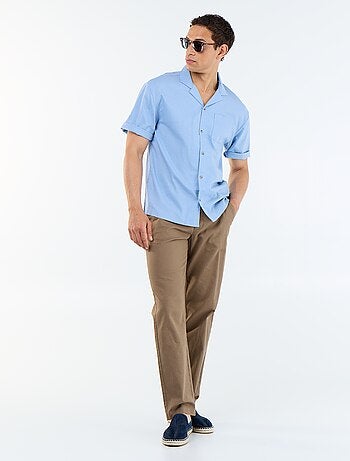 Chemise à manches courtes en lin mélangé avec poche poitrine