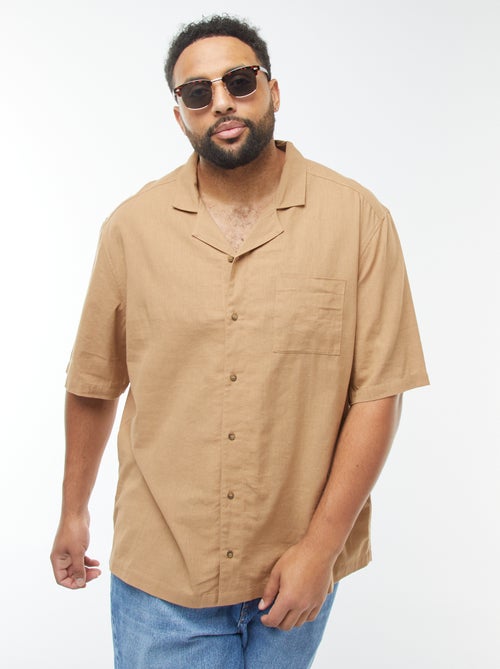Chemise à manches courtes en lin mélangé - Kiabi