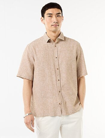Chemise à manches courtes en lin mélangé