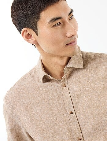 Chemise à manches courtes en lin mélangé