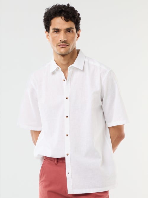 Chemise à manches courtes en lin mélangé - Kiabi