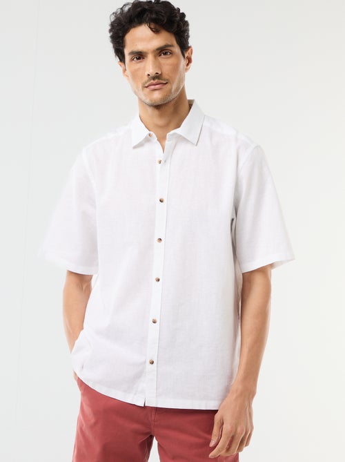 Chemise à manches courtes en lin mélangé - Kiabi
