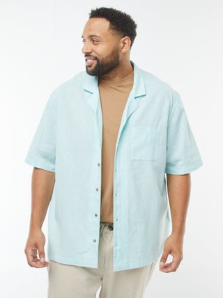 Chemise à manches courtes en lin mélangé