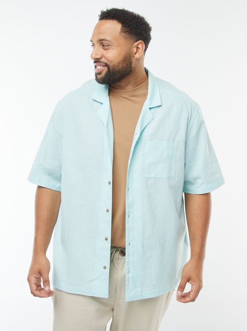 Chemise à manches courtes en lin mélangé - Kiabi
