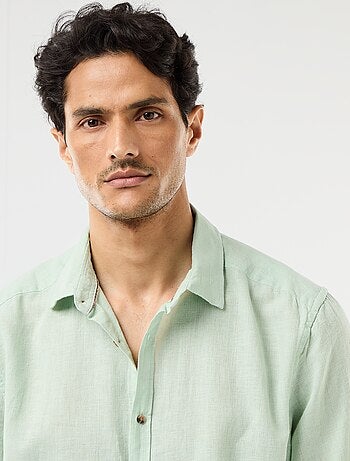 Chemise à manches courtes en lin mélangé