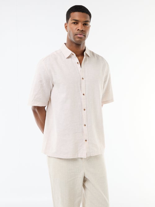 Chemise à manches courtes en lin mélangé - Kiabi