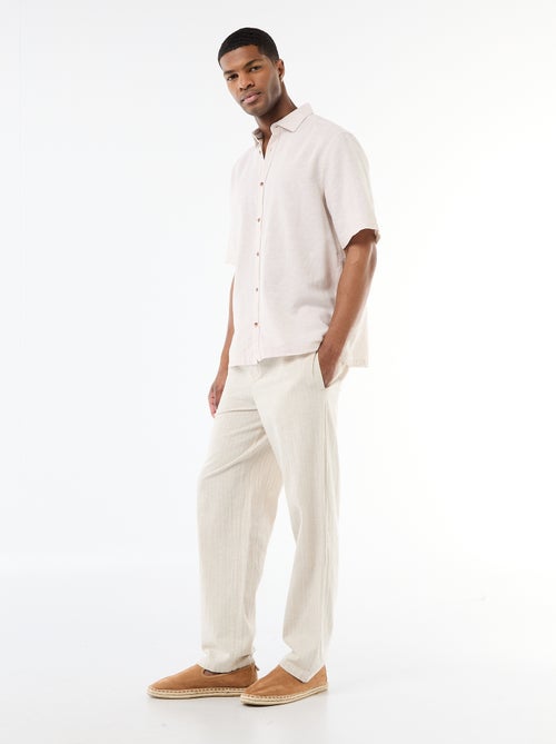 Chemise à manches courtes en lin mélangé - Kiabi