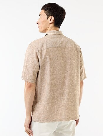 Chemise à manches courtes en lin mélangé