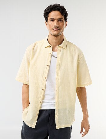 Chemise à manches courtes en lin mélangé