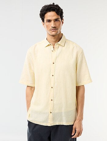 Chemise à manches courtes en lin mélangé