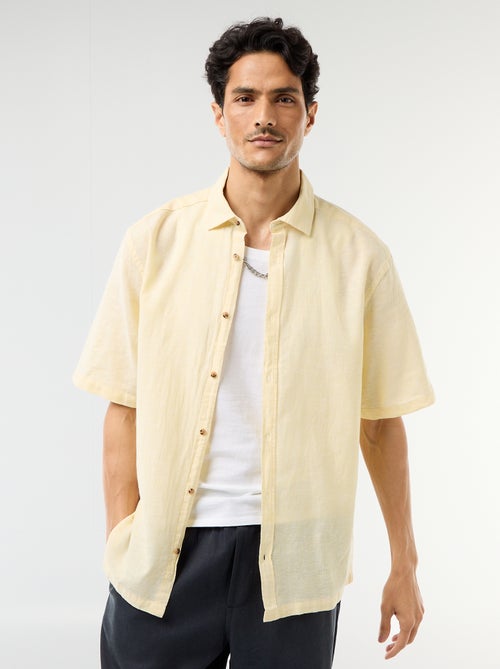 Chemise à manches courtes en lin mélangé - Kiabi Chemise à manches courtes en lin mélangé - Kiabi