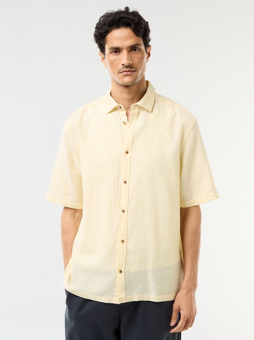 Chemise à manches courtes en lin mélangé - Kiabi Chemise à manches courtes en lin mélangé - Kiabi